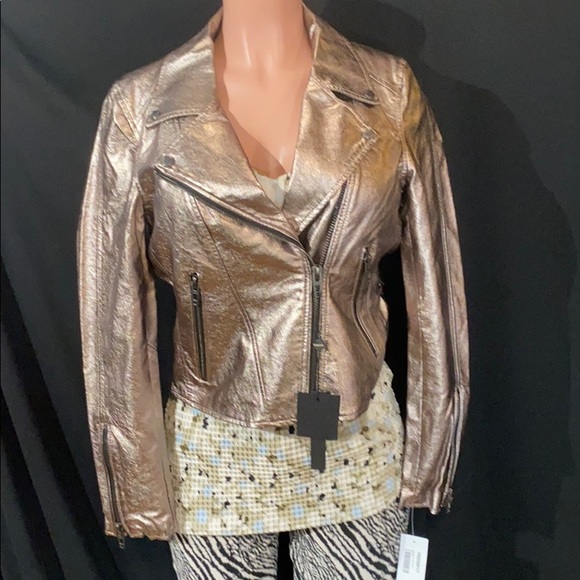 NWT BLANK NYC Bronze Metallic Faux Leather Jacket - Picture 3 of 9